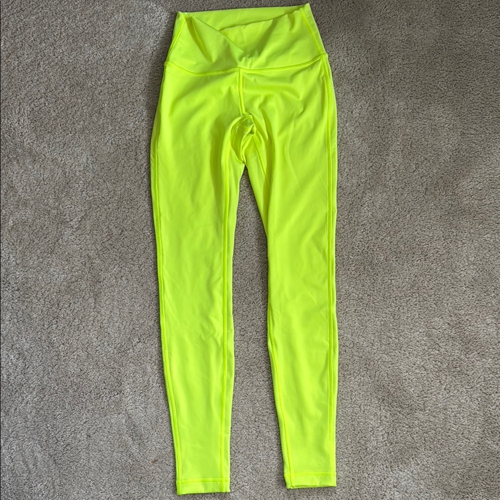 Lululemon Neon Yellow High-Waisted wunder under Leggings